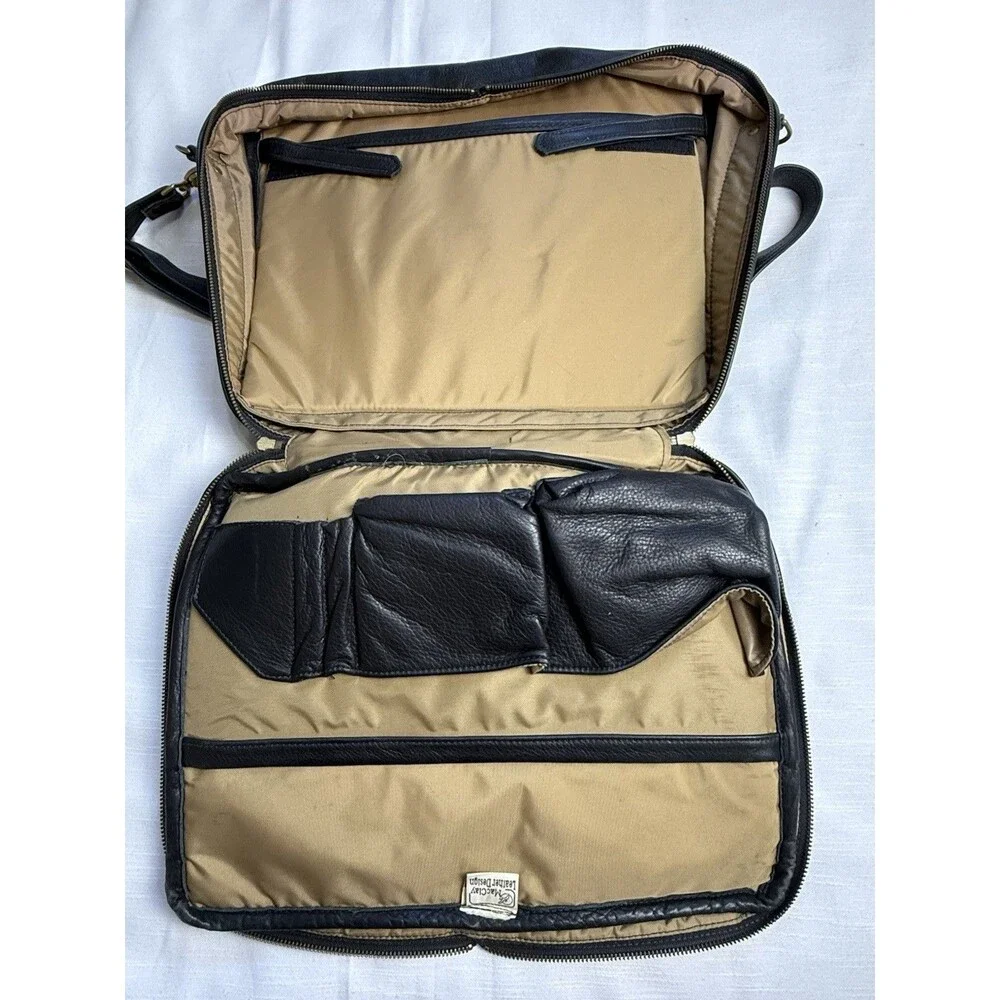 Vintage MacClay Leather Design Embossed Leather Two Tone Lg Briefcase Laptop Bag